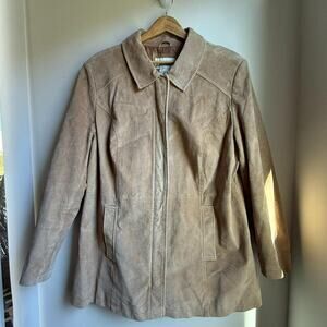 Cherokee Genuine Suede Leather Jacket – Tan Winter Coat – Size 18W